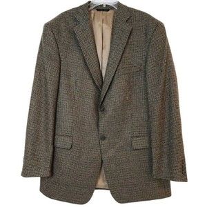 JOSEPH & FEISS Men's Sport Coat Blazer Size 44L Brown John Houndtooth Lambswool